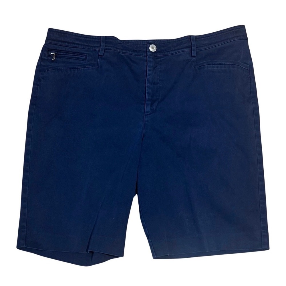 Women's Lauren Ralph Lauren Navy Blue Bermuda Chino Shorts 14 Stretch Cotton